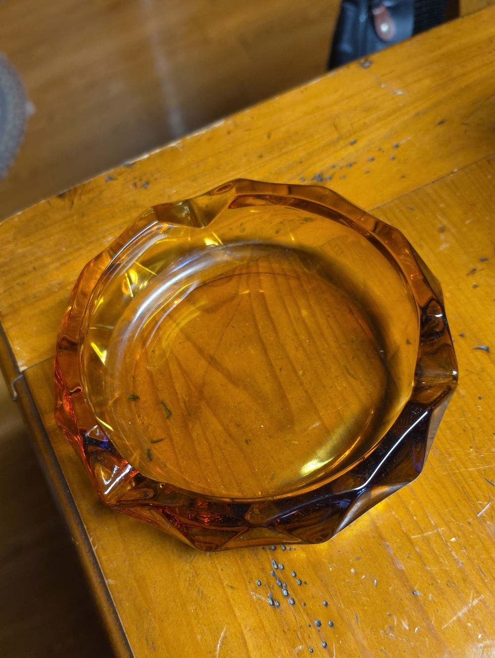 Vintage Amber Glass Cigarette Ashtray